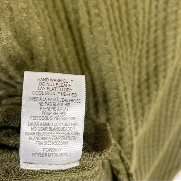 NEW BOBEAU Bobeau Waffle Knit Thermal Pocket Tunic Size XS 3/4 Sleeve Dark Olive - Picture 8 of 8